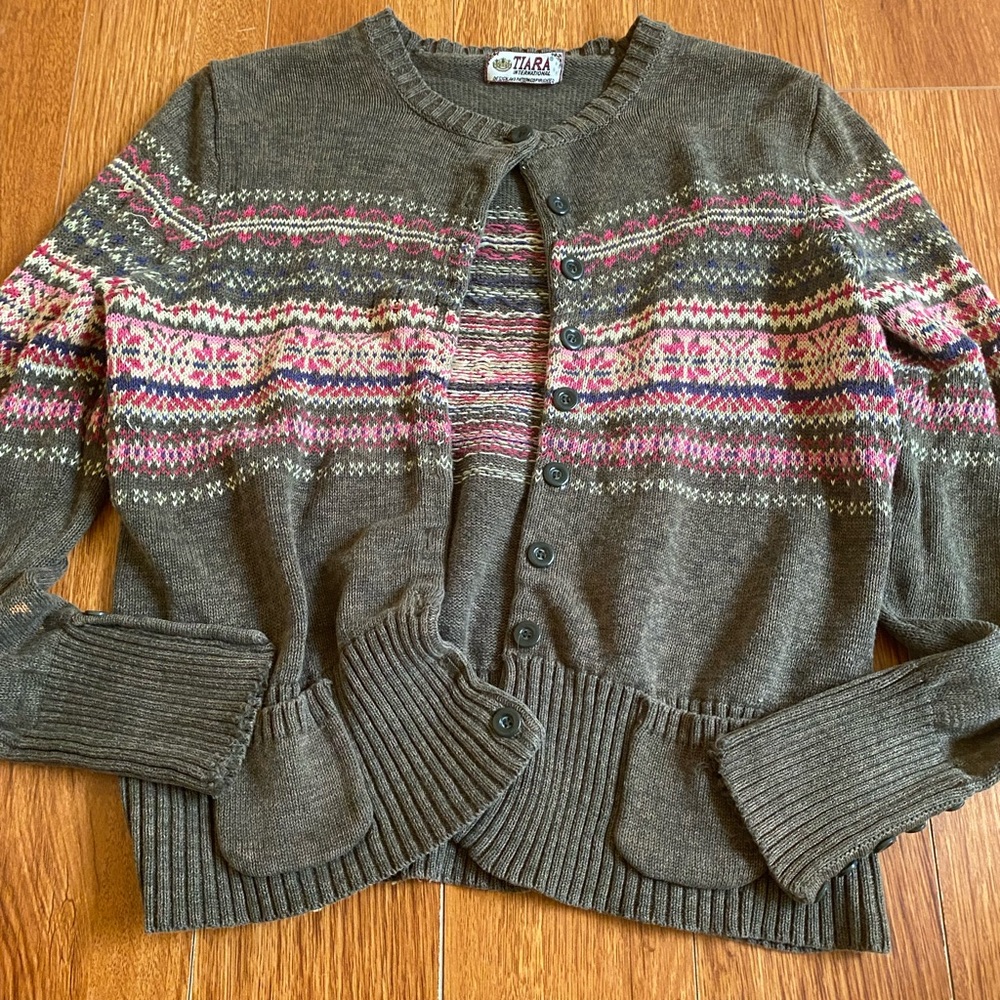 multicolored grandma sweater
